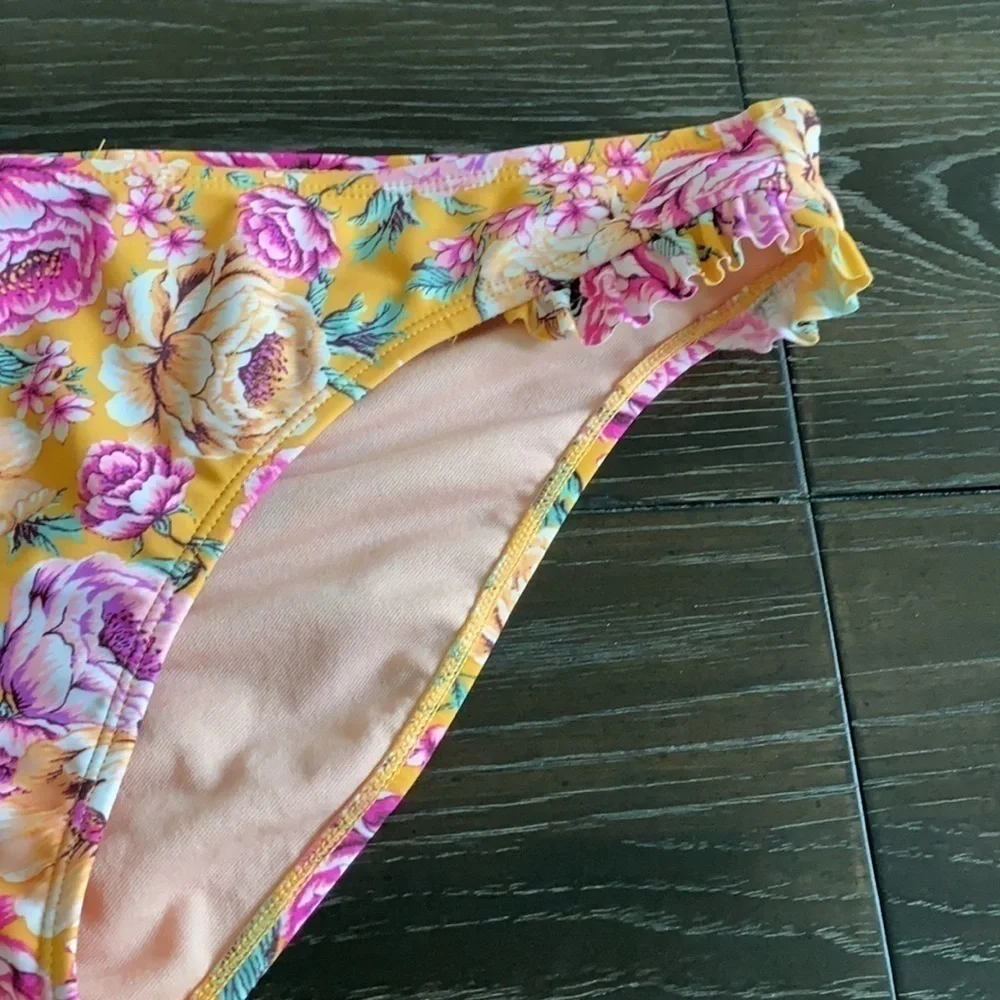 Orange & Pink Floral Bikini Hipster Bottom XL - Picture 5 of 12